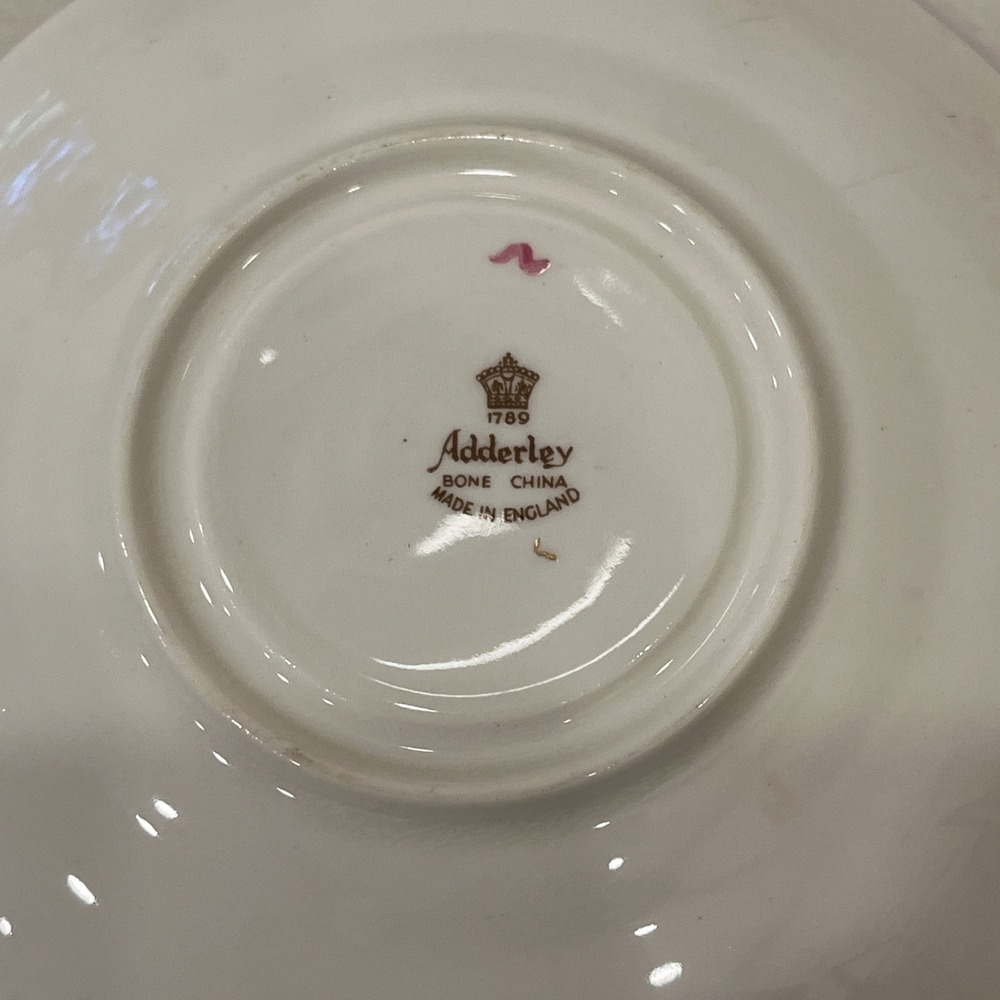 Adderley English Teacup Fine Bone China Teacup & Saucer Flowers Signed EUC - Picture 4 of 8